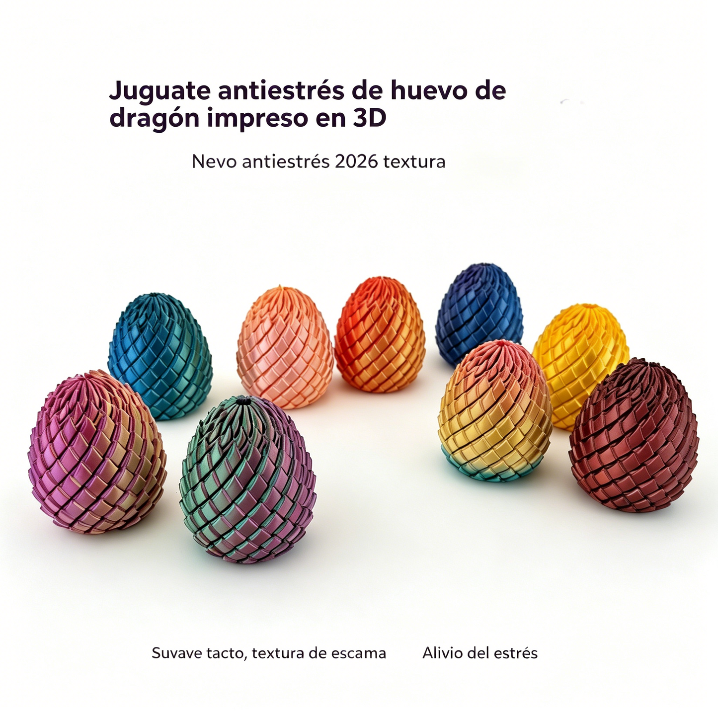 🔥Compra 1, llévate 1 gratis】🦖 🌀 Huevo espiral con textura de escamas de dragón impreso en 3D