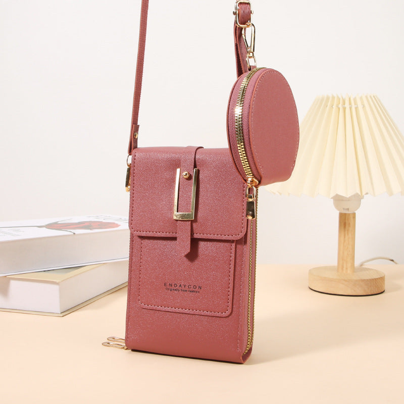 【Juego de 2 piezas】Nuevo bolso bandolera para móvil de mujer: compatible con pantallas táctiles, gran capacidad con múltiples ranuras para tarjetas e incluye un monedero redondo.