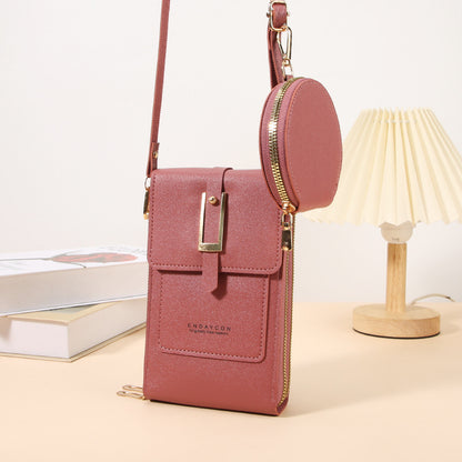 【Juego de 2 piezas】Nuevo bolso bandolera para móvil de mujer: compatible con pantallas táctiles, gran capacidad con múltiples ranuras para tarjetas e incluye un monedero redondo.