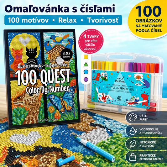 50% ZĽAVA🎄🎨 100 QUEST Omaľovánka podľa čísel