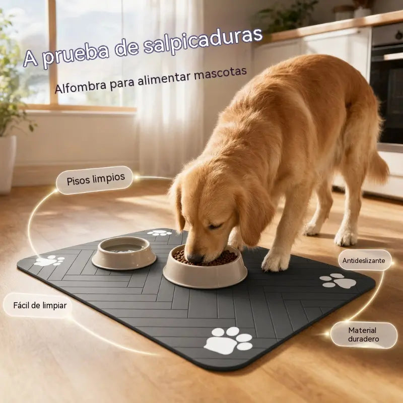 Alfombrilla para comederos de mascotas de fácil limpieza