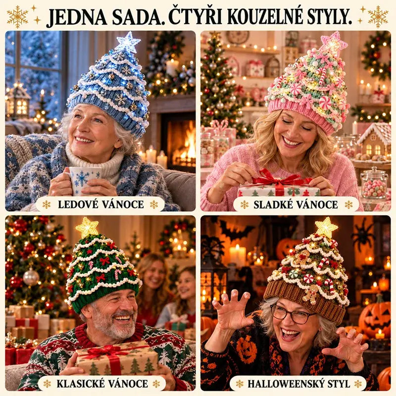 🧵🎄Oblíbená sada na háčkování vánočního stromečku a čepice