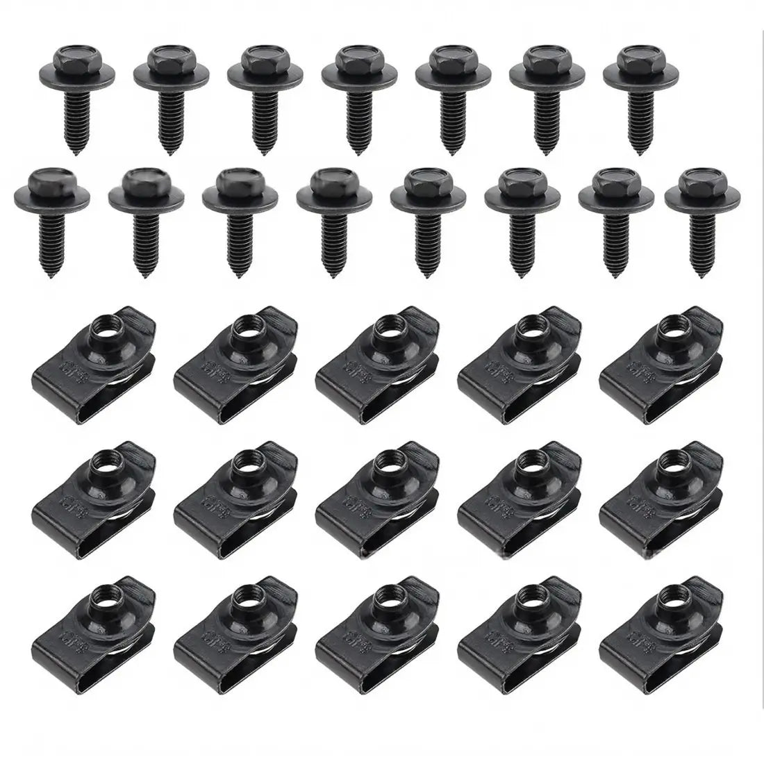 Clips para carrocería, pernos M6 y tuercas en U M6, tornillos de rosca puntiaguda 6m, tornillos M6, sujetadores de hierro.