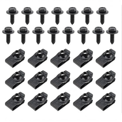 Clips para carrocería, pernos M6 y tuercas en U M6, tornillos de rosca puntiaguda 6m, tornillos M6, sujetadores de hierro.