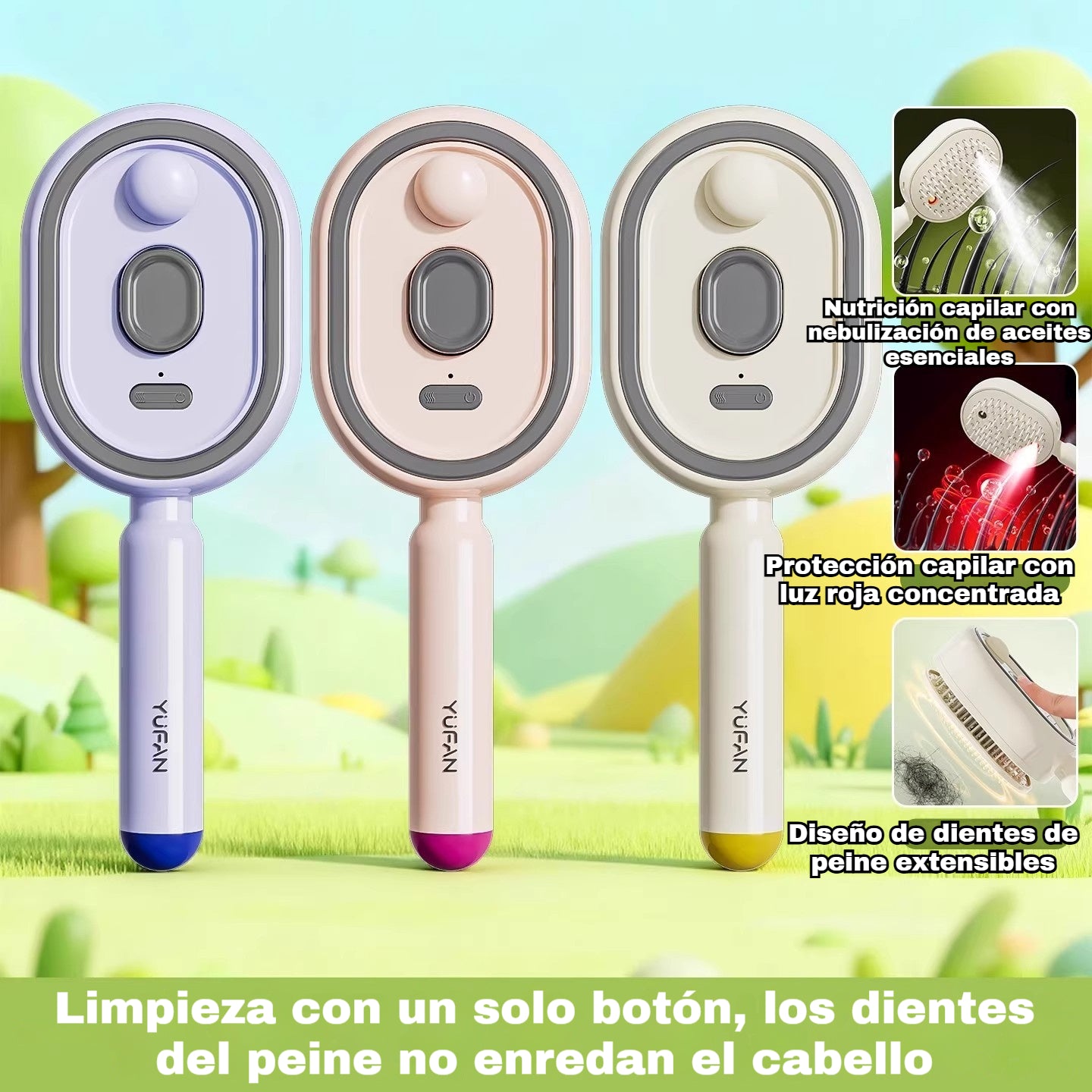 ⚡💨 Pulverizador eléctrico con peine de masaje y cojín de aire