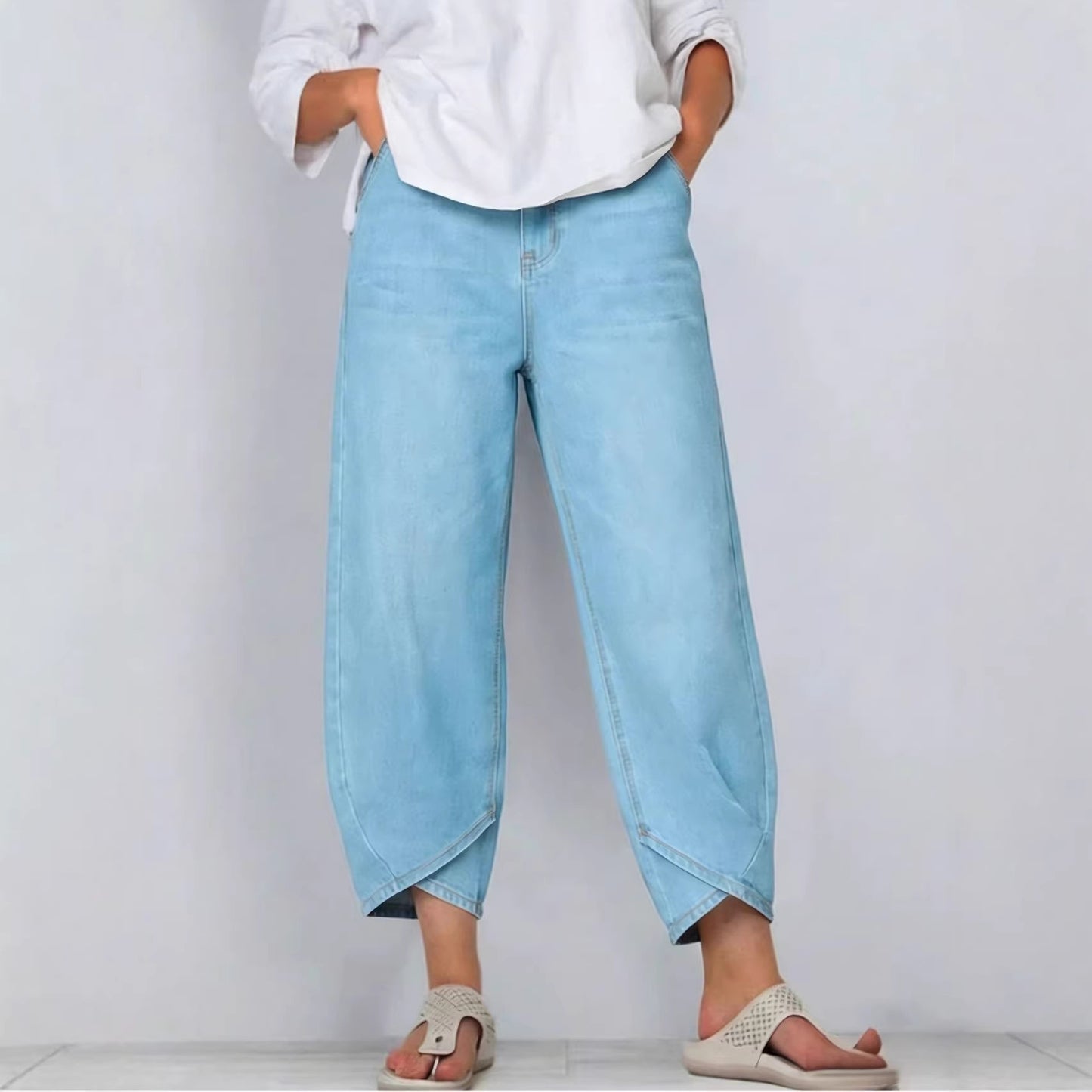 🔥Oferta especial de novedades: jeans casuales de pierna ancha para mujer.