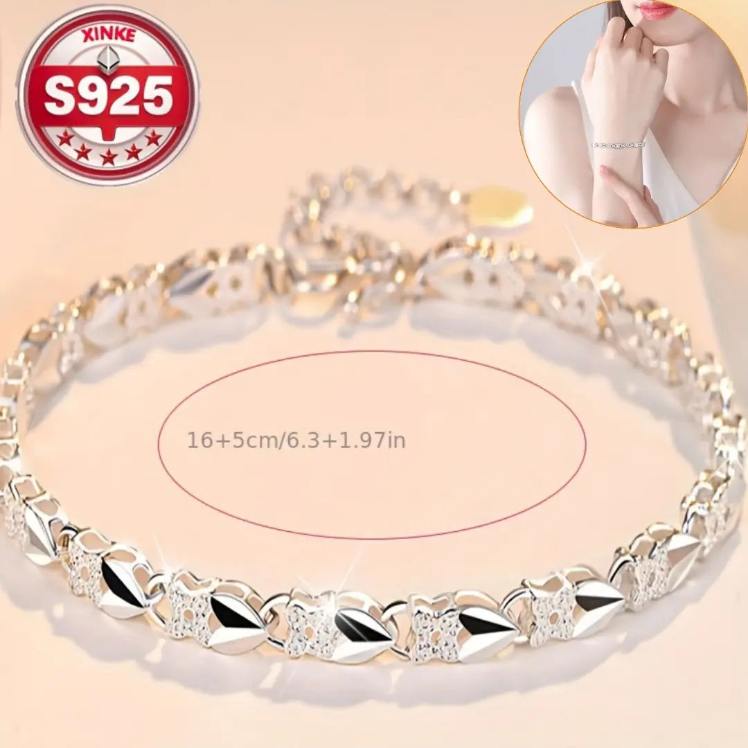 ✨💖Nueva y moderna pulsera de plata de ley 925 para mujer🍀