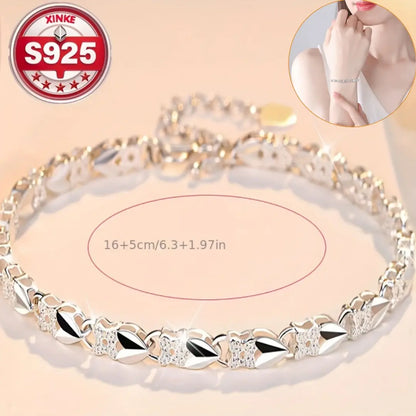 ✨💖Nueva y moderna pulsera de plata de ley 925 para mujer🍀