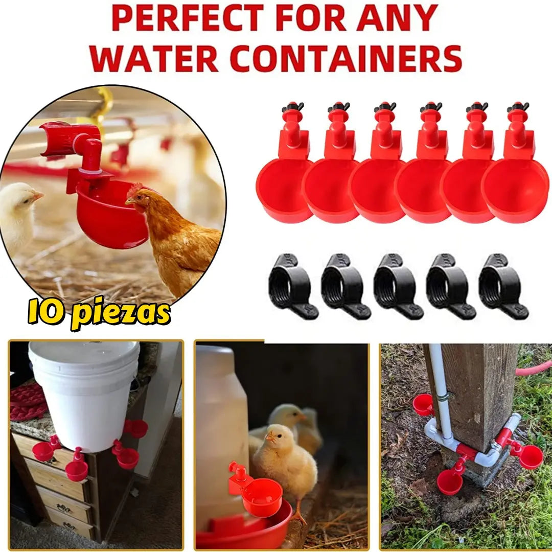 【10 piezas】Bebedero automático de gran capacidad para pollos, a prueba de fugas y desbordamientos, fácil de instalar, que proporciona agua potable limpia.