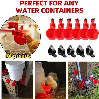 【10 piezas】Bebedero automático de gran capacidad para pollos, a prueba de fugas y desbordamientos, fácil de instalar, que proporciona agua potable limpia.