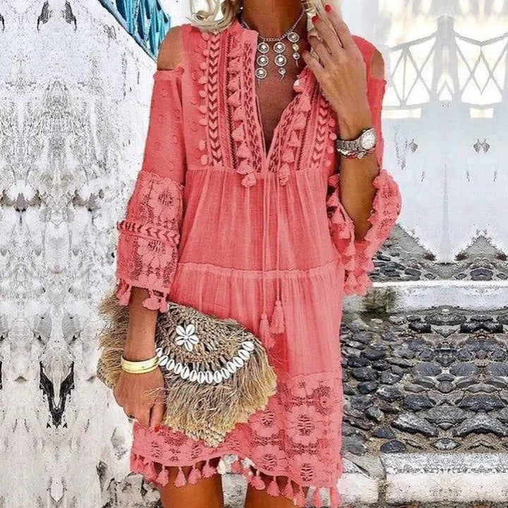 👗Vestido holgado de algodón y lino bordado para mujer🌸