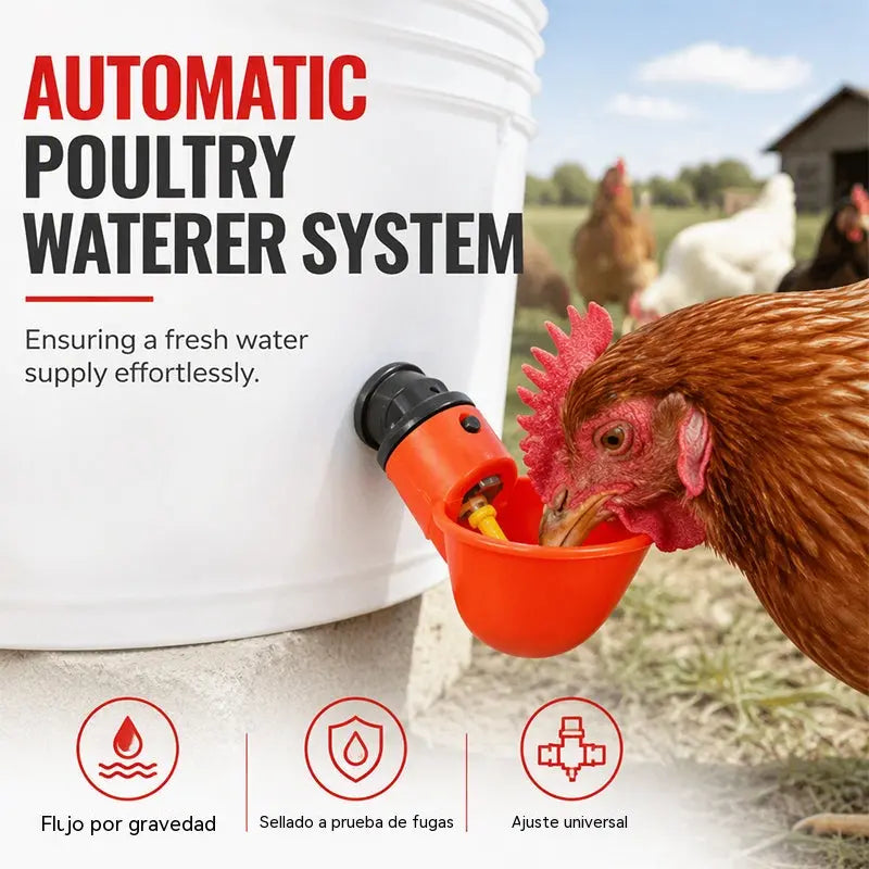 【10 piezas】Bebedero automático de gran capacidad para pollos, a prueba de fugas y desbordamientos, fácil de instalar, que proporciona agua potable limpia.