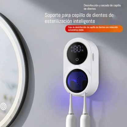 🦠🔋Miniportacepillos de dientes automático de pared con función de esterilización UV.