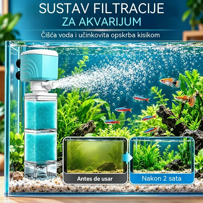 🐠💧 Unutarnji akvarijski filtar 3 u 1 | Usisavač otpada, pumpa za vodu, oksigenacija i cirkulacija
