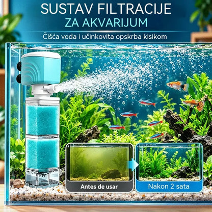 🐠💧 Unutarnji akvarijski filtar 3 u 1 | Usisavač otpada, pumpa za vodu, oksigenacija i cirkulacija