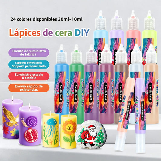 🎨【24 colores por caja】Solo 32 euros🥳💞Rotuladores de pintura para velas con grafiti 3D de 24 colores！