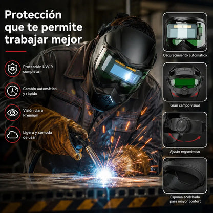 Casco de soldadura totalmente automático con cambio de luz y máscara protectora montada en la cabeza para soldadores