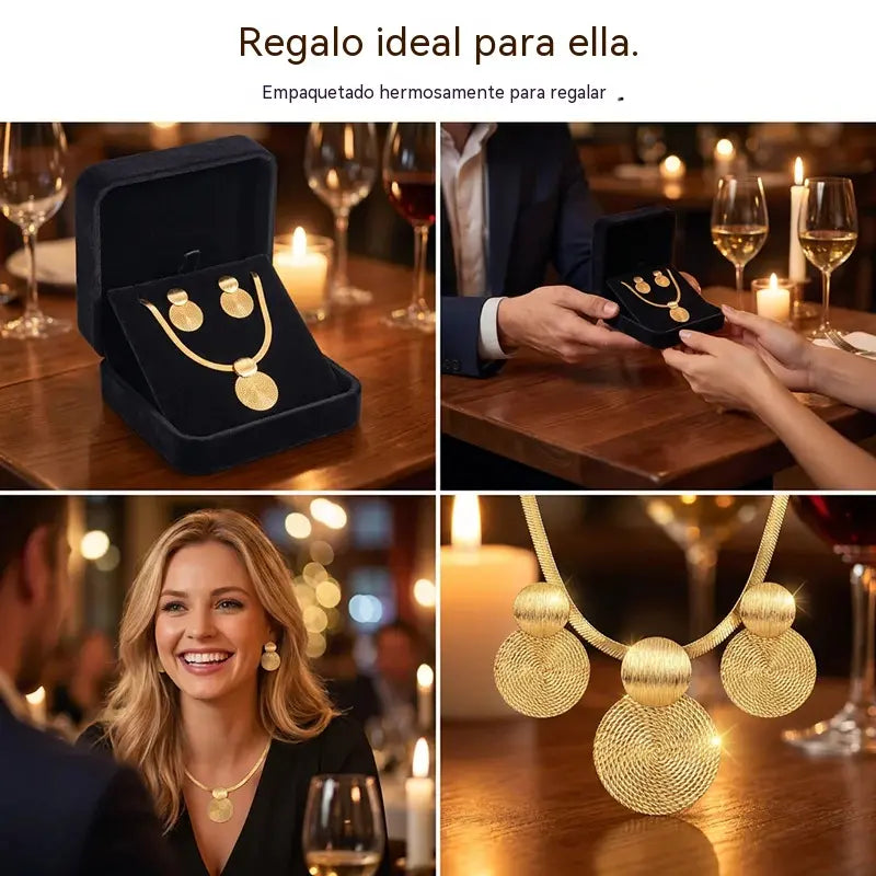 🔥 50% de descuento 💎 Conjunto de collar y pendientes moderno y elegante ✨ Elegante y clásico, ideal para el día a día y fiestas 🌿