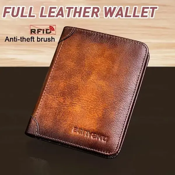 🔥 ¡50% de descuento! 🔥 Cartera multifuncional de cuero genuino con función antirrobo RFID, impermeable y duradera.