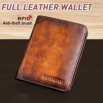 🔥 ¡50% de descuento! 🔥 Cartera multifuncional de cuero genuino con función antirrobo RFID, impermeable y duradera.