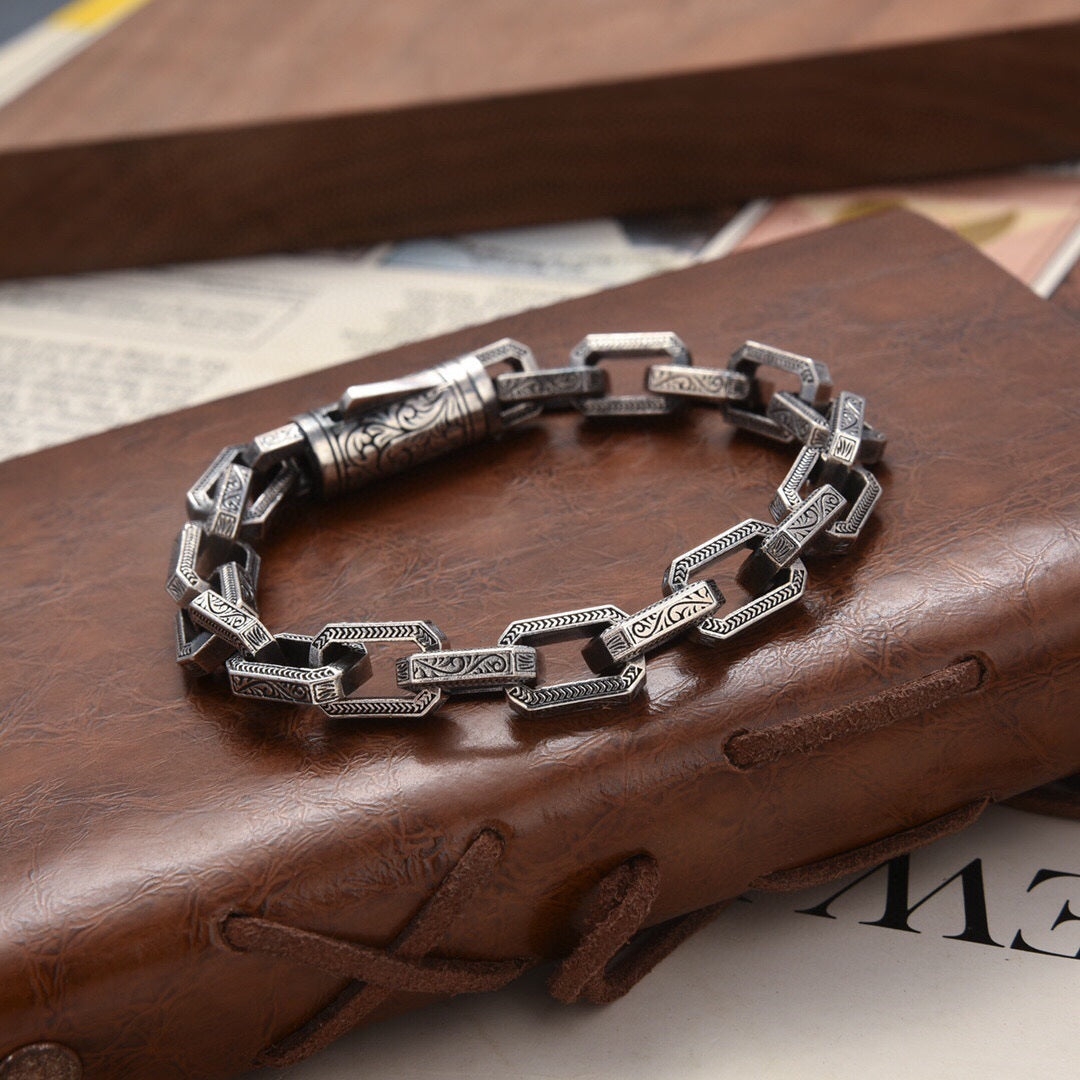 🎉⏰Oferta por tiempo limitado:🔥Pulsera de cuentas retorcidas de plata S925 para hombre