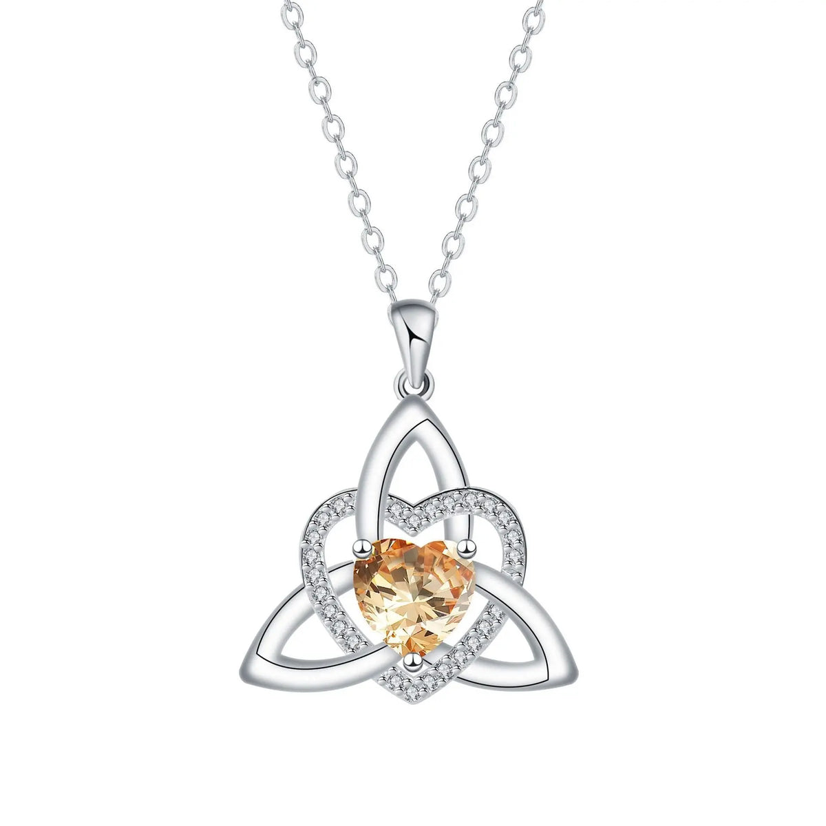 ⏳Oferta por tiempo limitado⏰ Collar de corazón con nudo de la Trinidad celta y piedra de nacimiento✨ Colgante de corazón con nudo de la Trinidad celta y piedra de nacimiento