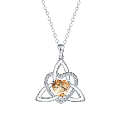 ⏳Oferta por tiempo limitado⏰ Collar de corazón con nudo de la Trinidad celta y piedra de nacimiento✨ Colgante de corazón con nudo de la Trinidad celta y piedra de nacimiento