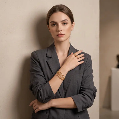 ✨ Juego de pulseras envolventes brillantes – Aleación – Diseño en capas y ajustable para mujer