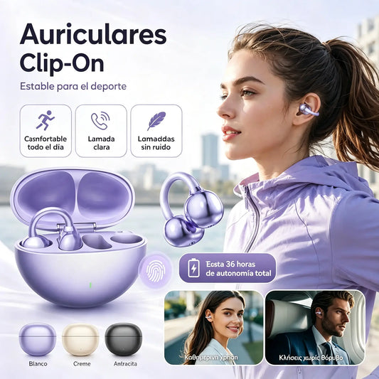 ⏳Oferta por tiempo limitado⏰ Auriculares inalámbricos de conducción ósea con clip: ligeros, inalámbricos y con cancelación de ruido.