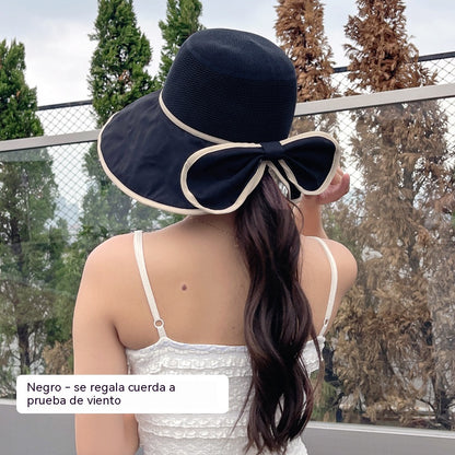 🎀【Compra 1 y llévate 1 gratis】【2 pieza】👒 | Sombrero de sol de ala ancha Gorro retro con lazo: plegable y transpirable, un básico para el verano.