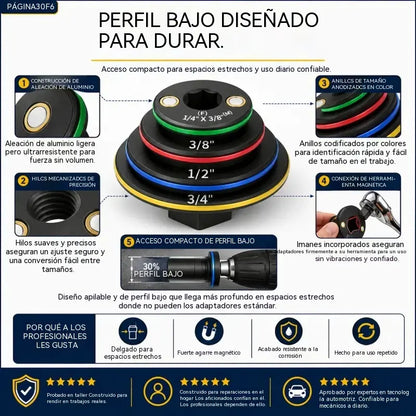 Adaptador de vaso de impacto, adaptador de vaso de trinquete, cabezal convertidor de vaso
