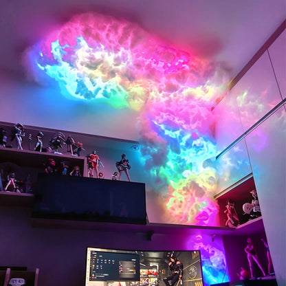 Lámpara LED RGB inteligente con forma de nube, decoración personalizada, brillo ajustable, control remoto, decoración moderna para el dormitorio.