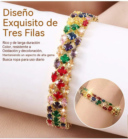 ✨Pulsera de circonitas geométricas coloridas de estilo bohemio