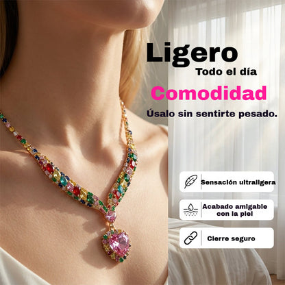 ✨ Conjunto de joyas Corazón Brillante – Collar y Pendientes, Elegante y Ligero 💖