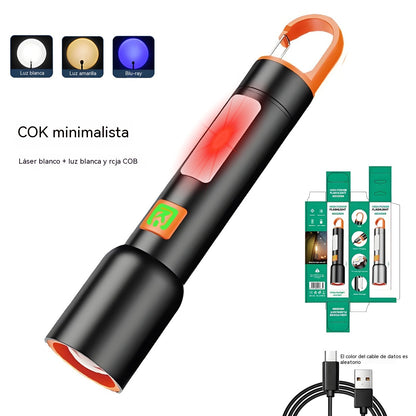 👍👍Linterna de alta intensidad con luz lateral multifuncional, carga rápida tipo C y batería de larga duración.