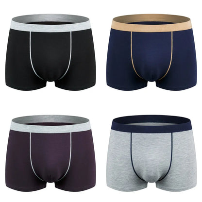 【4 piezas】【XL-9XL】Calzoncillos bóxer cómodos para hombre, de algodón puro, transpirables, elásticos y muy suaves.【45kg-150kg】