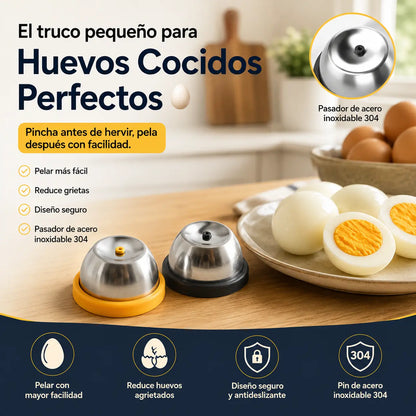 (Paquete de 2) 🥚 Perforador de huevos – Cuece huevos a la perfección fácilmente – Cuenta con cierre de seguridad y fabricación en acero inoxidable 304.