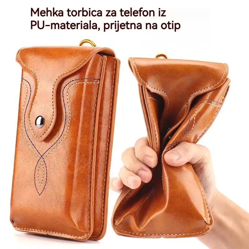 Moška večnamenska dvoslojna torbica za okoli pasu