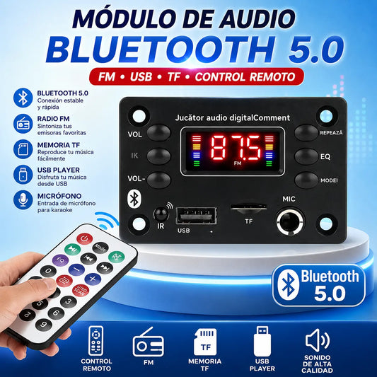 🎵 Amplificador de altavoz Bluetooth y DAC con control remoto inalámbrico, conexión USB y grabación 🎙️