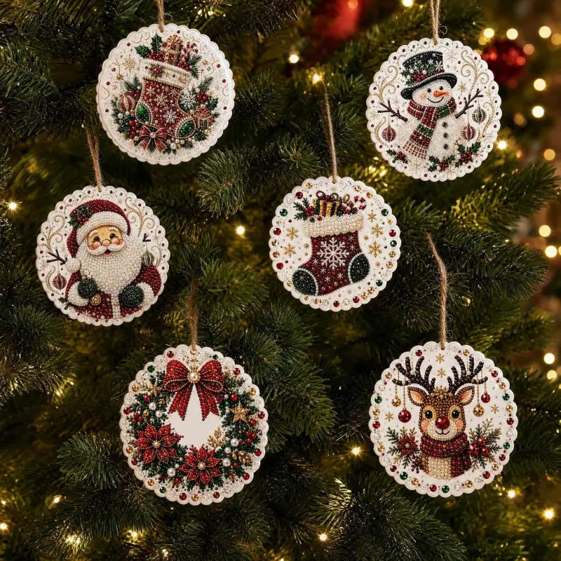 💖Un juego de 6 piezas por solo 23 euros.🎄✨Adornos navideños de madera hechos en casa