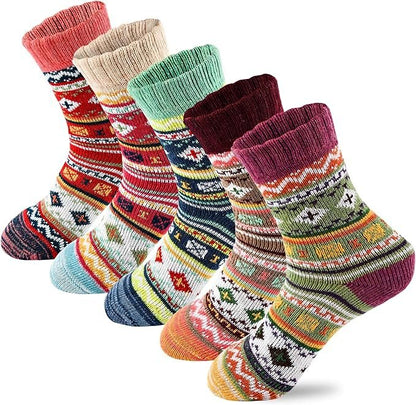 🧦🧦🔥🔥【5 pares】Calcetines de lana gruesos y cálidos de estilo retro para mujer.【Un par de cada color】