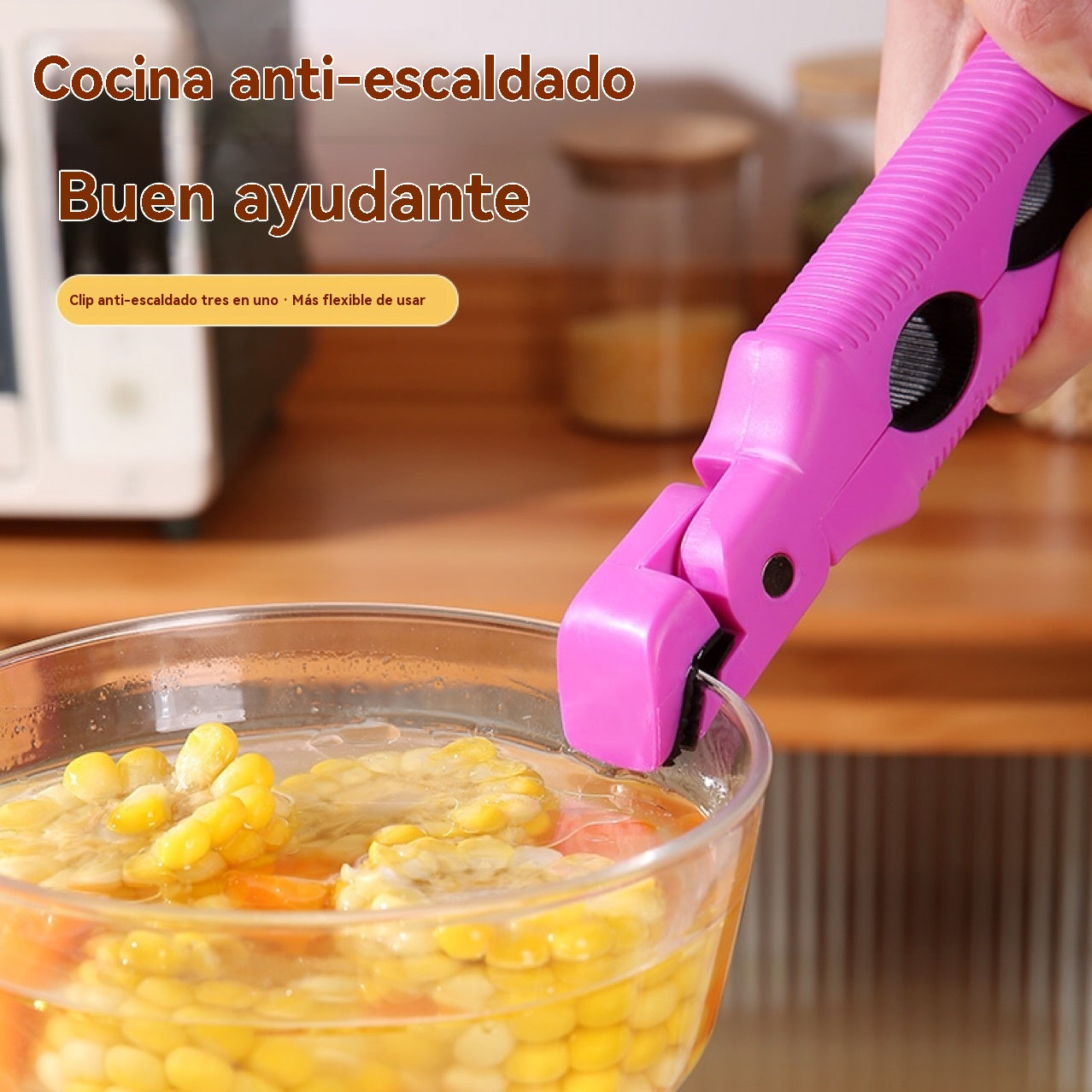 📢 ¡50% de descuento! 🔥✨ Pinzas de silicona 3 en 1 pinzas antiquemaduras pinzas para tazones antideslizantes pinzas de cocina