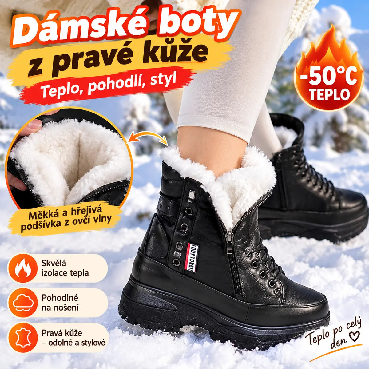 【50%OFF】💟【SLEVA 45%】【35-40】Nové silné plyšové zimní boty vyrobené z pravé kůže s tlustou, vysoce kvalitní bavlněnou podrážkou.