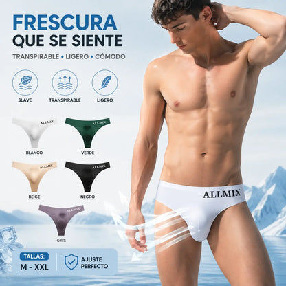🔥【5PCS 】Tanga sexy de tiro bajo y sin costuras de seda fría para hombre