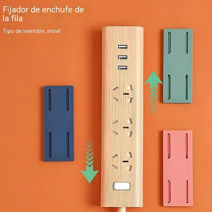 【1 juego de 4 piezas】Soporte de pared multifuncional sin necesidad de taladrar para regletas de enchufes.