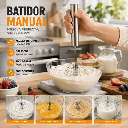 【 Conjunto de 2 piezas】Batidor de huevos semiautomático de acero inoxidable