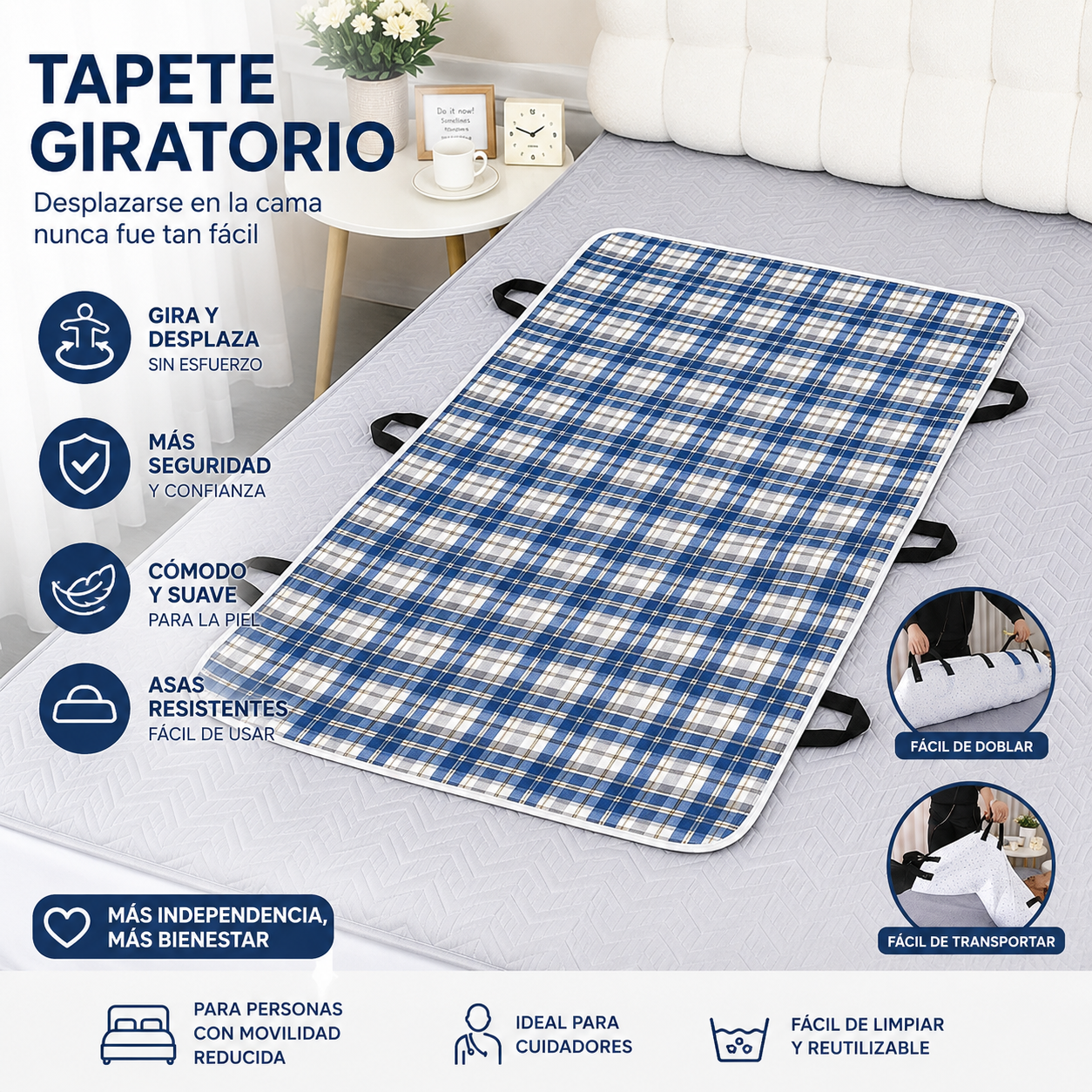 🛏️ Camilla multifuncional impermeable para traslado de pacientes: ¡5 capas de protección y asas para facilitar la transferencia! 🛡️👵