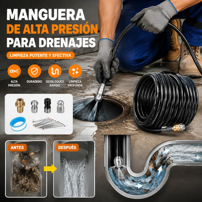 Herramienta de limpieza con chorro de agua a alta presión 🚰 Limpiador de basura para baño/cocina 🧹 Liberación rápida, resistente a alta presión, a prueba de fugas