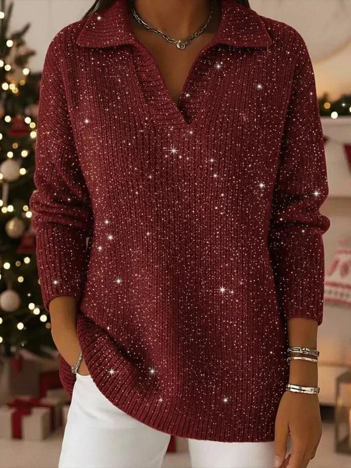 🔥【S-5XL】Pletený svetr s límcem a gradientním vzorem Dreamy Starly Sky