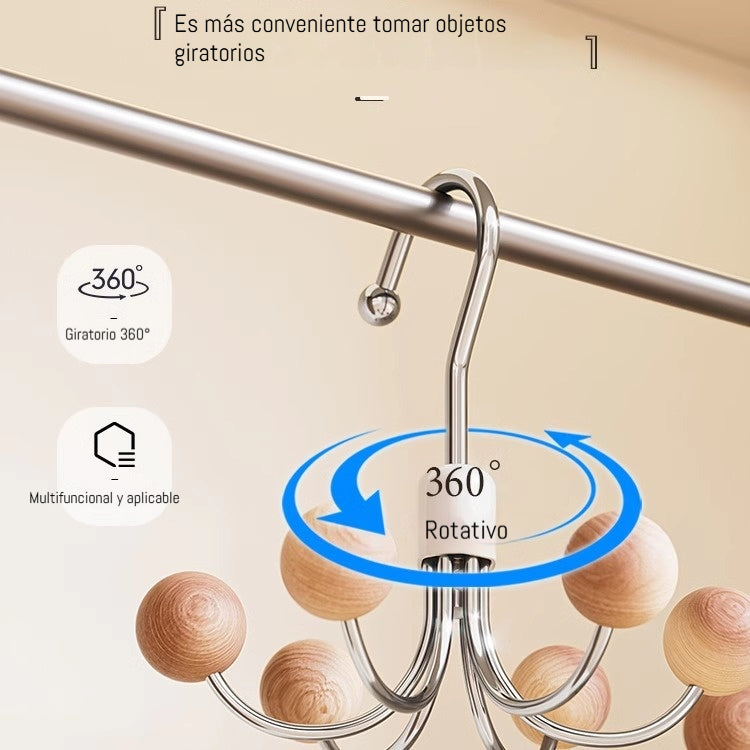 🔥Compra 1 y llévate 1 gratis🔥✨Percha multifuncional giratoria de 360° con 6 ganchos.